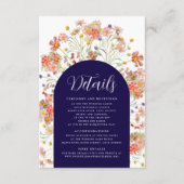 Boho Floral Arch Navy Blue Fall Wedding Details Informatiekaartje (Voorkant)