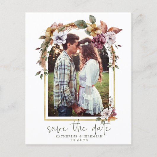 Boho Floral Arch Photo Save the Date (Voorkant)