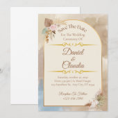Boho Floral Arch Save the Date - Elegante bruiloft Kaart (Voorkant / Achterkant)