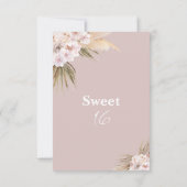 Boho Floral Arch Sweet 16 Birthday Invitation Kaart (Achterkant)