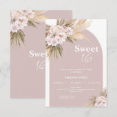 Boho Floral Arch Sweet 16 Birthday Invitation Kaart (Voorkant / Achterkant)