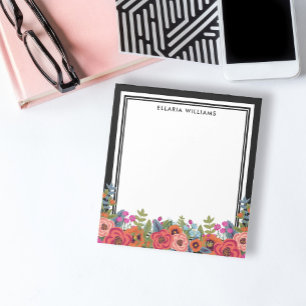 Boho Floral Arrangement - Zwart-wit - Naam Notitieblok
