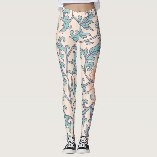 Boho floral, asian boho style leggings (Voorkant)