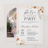 Boho Floral Atch Foto Pensioen Kaart Sjabloon (Voorkant / Achterkant)