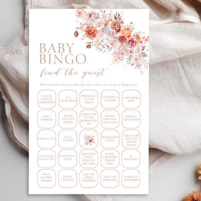 Boho Floral Baby Bingo Vind het Gastenspel (Creator heeft geüpload)