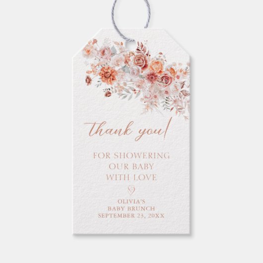 Boho Floral Baby Brunch Bedankt Cadeaulabel (Voorkant)