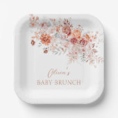 Boho Floral Baby Brunch Papieren Bordje (Voorkant)