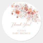 Boho Floral Baby Brunch Ronde Sticker (Voorkant)