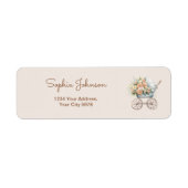 Boho Floral Baby Carriage Adres Etiket (Voorkant)