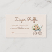 Boho Floral Baby Carriage Luier Raffle Informatiekaartje (Voorkant)