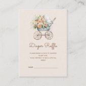 Boho Floral Baby Carriage Luier Raffle Informatiekaartje (Voorkant)