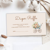 Boho Floral Baby Carriage Luier Raffle Informatiekaartje