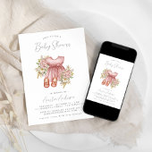 Boho Floral Baby Girl Shower Kaart