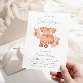 Boho Floral Baby Girl Shower Kaart
