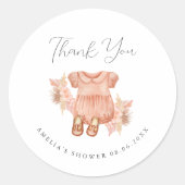 Boho Floral Baby Girl Shower Ronde Sticker (Voorkant)