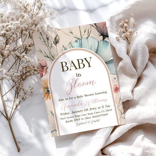 Boho Floral Baby in het Baby shower Bloom Kaart