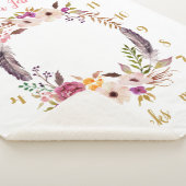 Boho Floral Baby Milestone Monthly Sherpa Blanket Sherpa Deken (3/4)