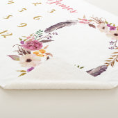 Boho Floral Baby Milestone Monthly Sherpa Blanket Sherpa Deken (3/4)