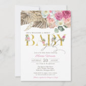 Boho Floral BABY Pampas en Palm Girl Baby shower Kaart (Voorkant)