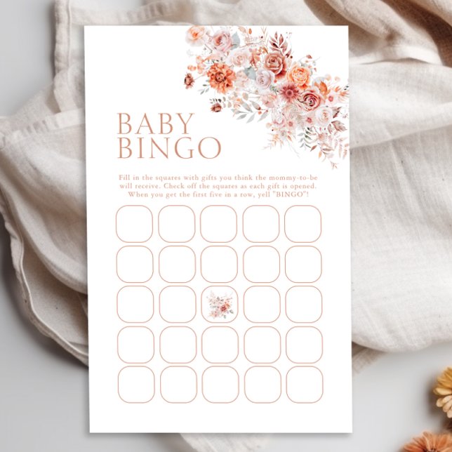 Boho Floral Baby shower Baby Bingo spel (Creator heeft geüpload)