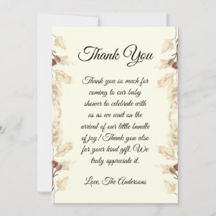 Boho Floral Baby shower bedankje Bedankkaart
