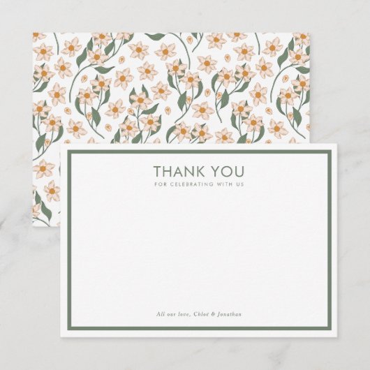 Boho  Floral Baby shower Bedankkaart (Voorkant / Achterkant)