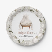 Boho Floral Baby shower Borden Neutraal Bassinet Papieren Bordje (Voorkant)