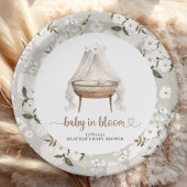Boho Floral Baby shower Borden Neutraal Bassinet Papieren Bordje