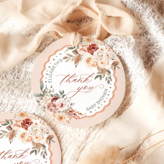 Boho Floral Baby shower dank u Bedankjes Labels