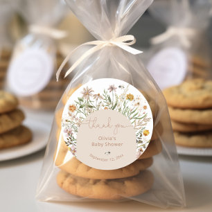 Boho Floral Baby shower dank u Ronde Sticker