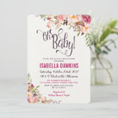 Boho Floral Baby shower Invitation Rustic Flower Kaart (Staand voorkant)