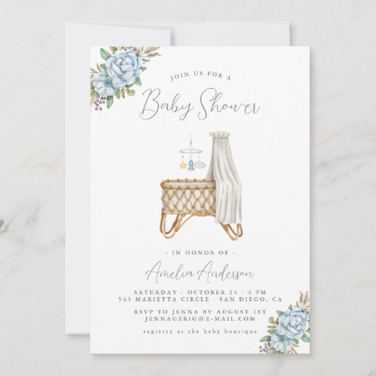 Boho Floral Baby Shower Kaart (Voorkant)