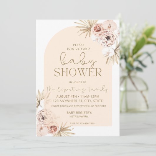 Boho Floral Baby shower Kaart (Staand voorkant)