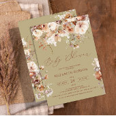 Boho Floral Baby shower Kaart