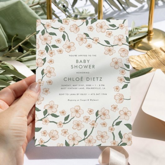 Boho  Floral Baby shower Kaart