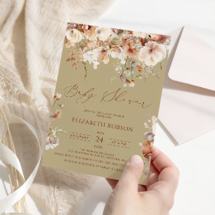 Boho Floral Baby shower Kaart