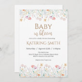 Boho floral Baby shower Meisje uitnodiging (Voorkant / Achterkant)