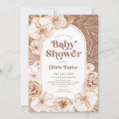 Boho Floral Baby shower Mocha Kaart (Voorkant)
