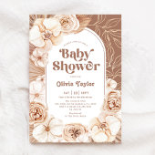 Boho Floral Baby shower Mocha Kaart