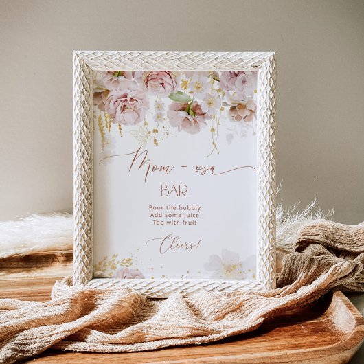 Boho floral baby shower Momosa bar Poster