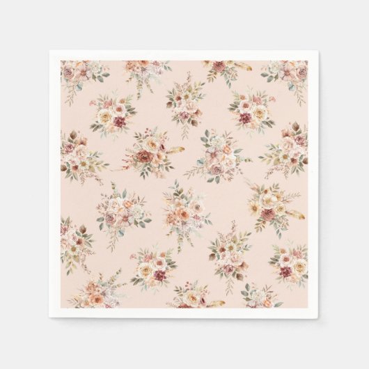 Boho Floral Baby Shower Napkins Servet (Voorkant)