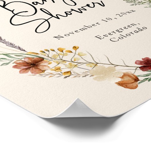 Boho Floral Baby shower Poster (Hoek)