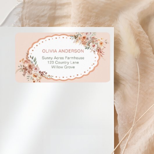Boho Floral Baby shower retouradres Etiket