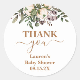 Boho Floral Baby shower Round Sticker