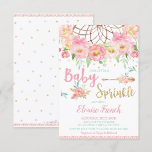 Boho Floral Baby shower Sprinkle Dream Catcher Kaart