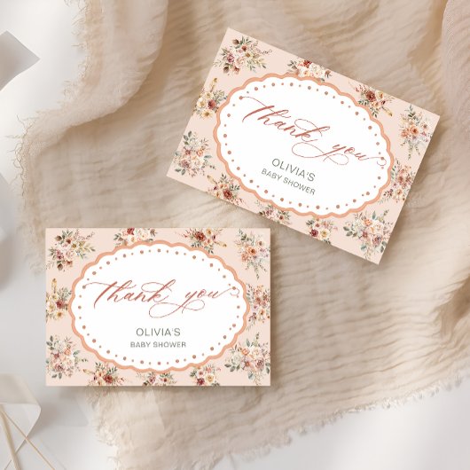 Boho Floral Baby Shower Thank You Card Bedankkaart