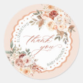Boho Floral Baby Shower Thank You Ronde Sticker (Voorkant)