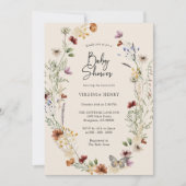 Boho Floral Baby shower Uitnodiging (Voorkant)