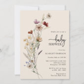 Boho Floral Baby shower Uitnodiging (Voorkant)