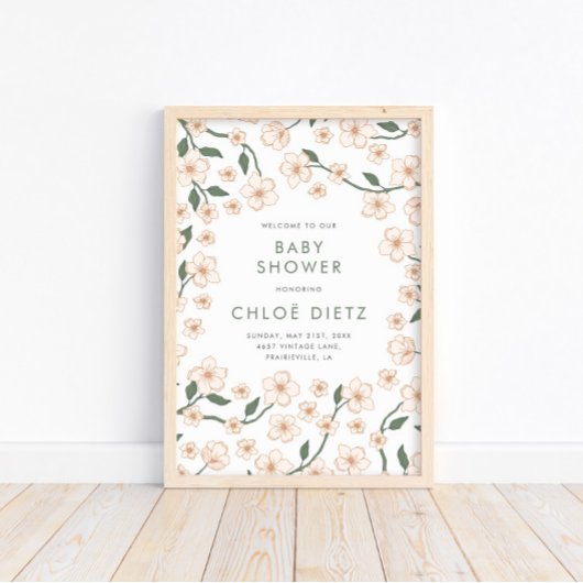 Boho  Floral Baby shower Welkom Poster